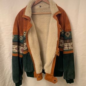 Vintage Turkish Leather Sherpa Jacket